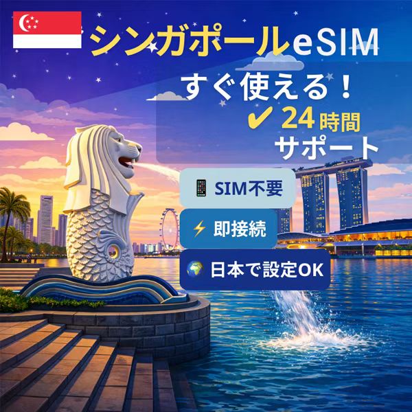 シンガポール eSIM｜データ無制限・即日開通・QRコード対応・旅行/出張